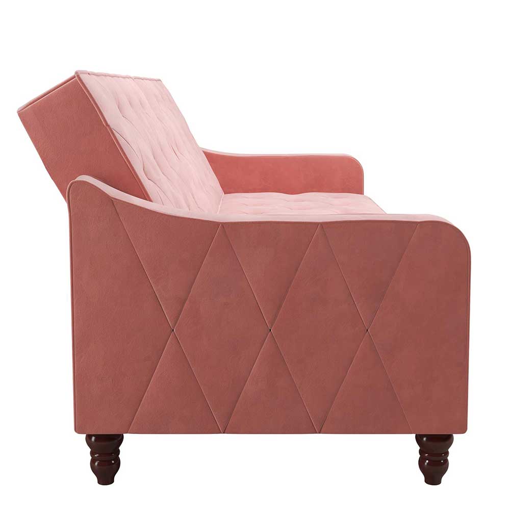 Dreisitzer Schlafcouch in Rosa Samtbezug - Norteba