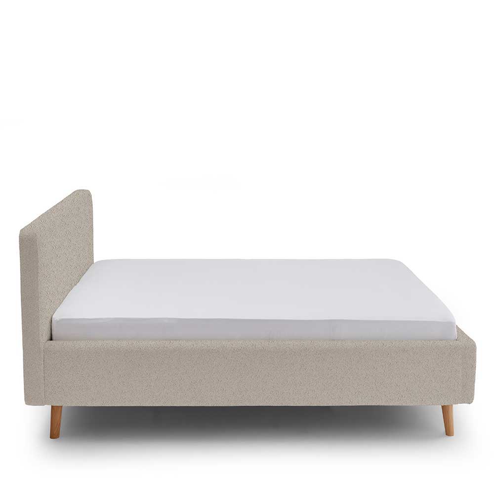 Doppelbett mit Bettkasten in Beige Webplüsch - Samuele