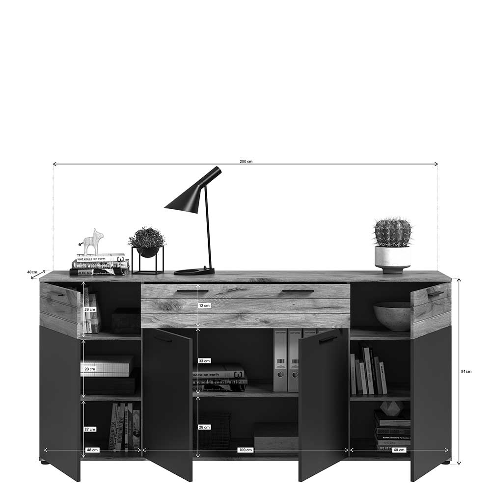 Sideboard & zwei Vitrinenschränke Set - Lucios (dreiteilig)