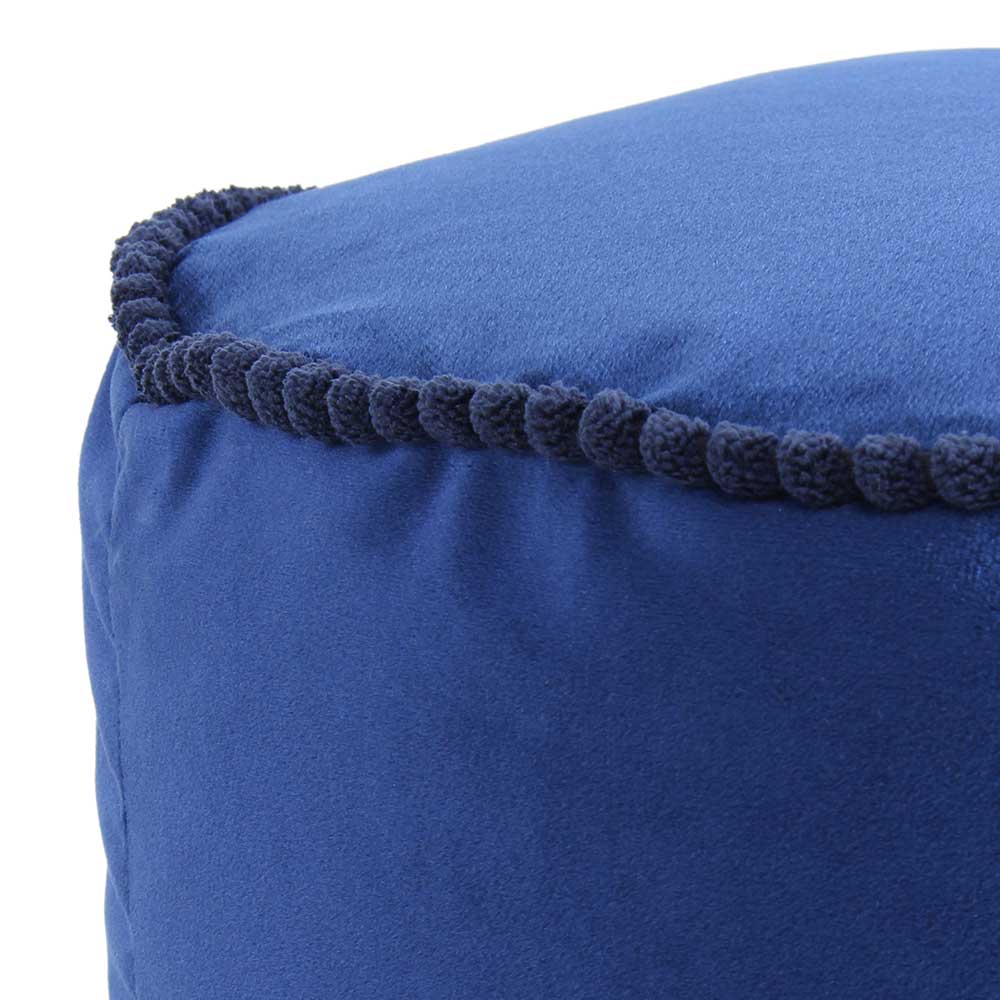 45x38x45 Hocker Pouf aus Samt in Blau - Quinn