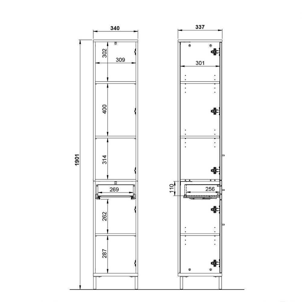 Badezimmer Hochschrank in Hellgrau - Dolida