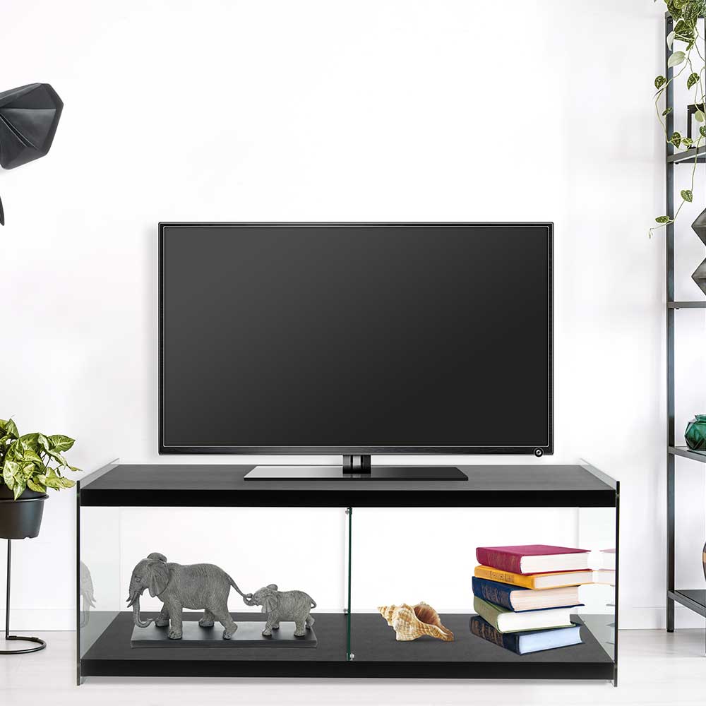 120x45x60 TV Regal in Schwarz lackiert - Voreno