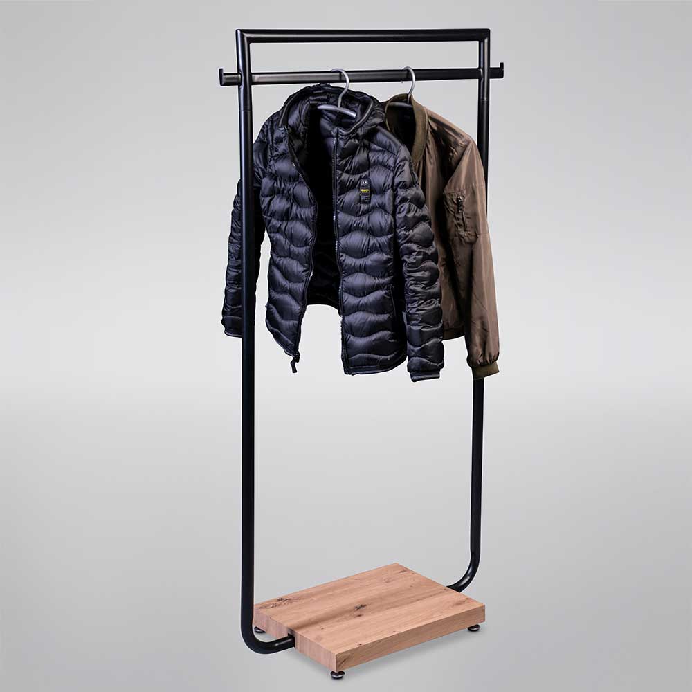 Design Standgarderobe in Schwarz mit Wildeiche - Veneziana