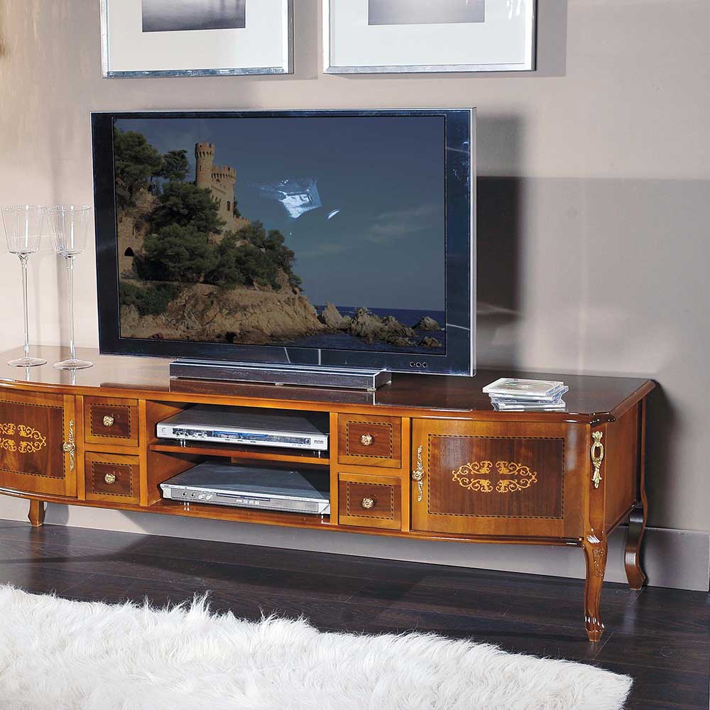 170cm breites TV Lowboard im Barock Look Natale in Nussbaum