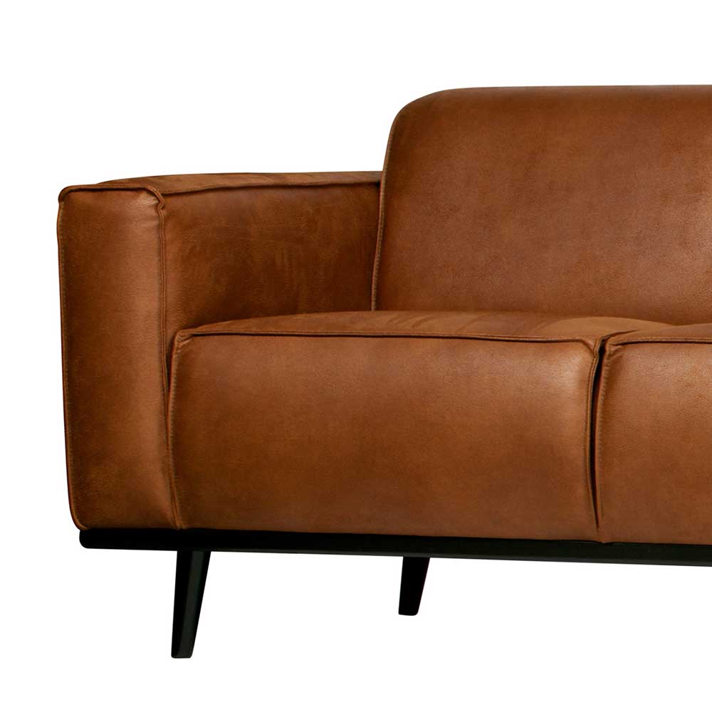 Retro Recyclingleder Couch in Braun Cognac - Lasha