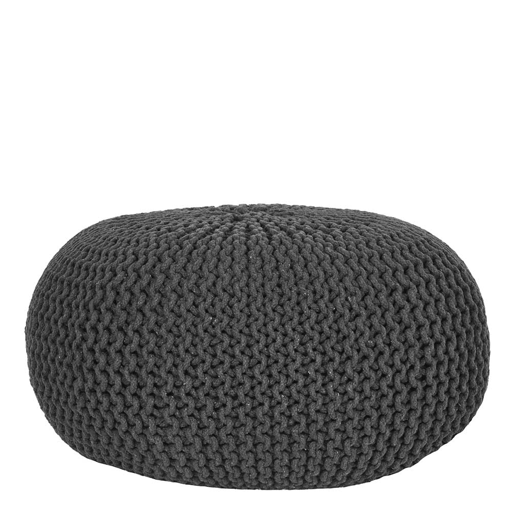 Pouf Hocker in Anthrazit aus Strickstoff - Lamon