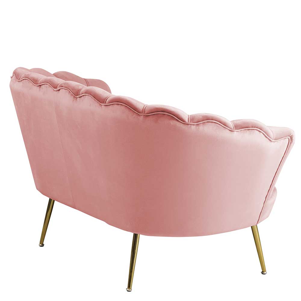 Retro Muschelsofa in Rosa & Gold - Cariba