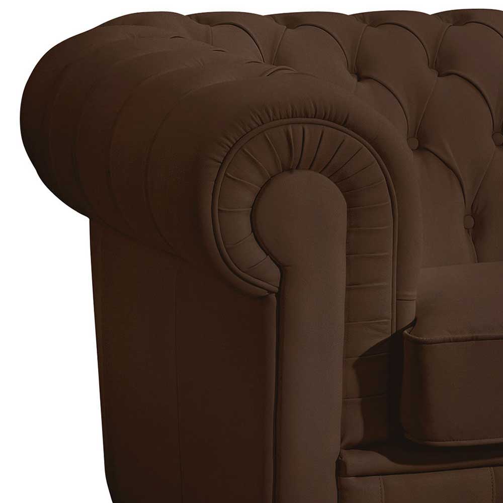 Chesterfield-Sofa in Braun Leder - Cementa