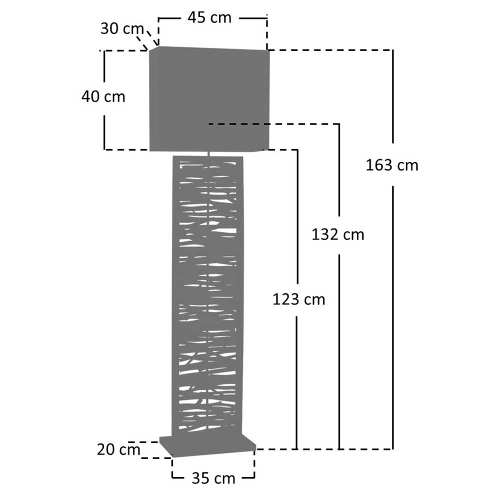 Rechteck Design Stehleuchte in Schwarz - Orthos