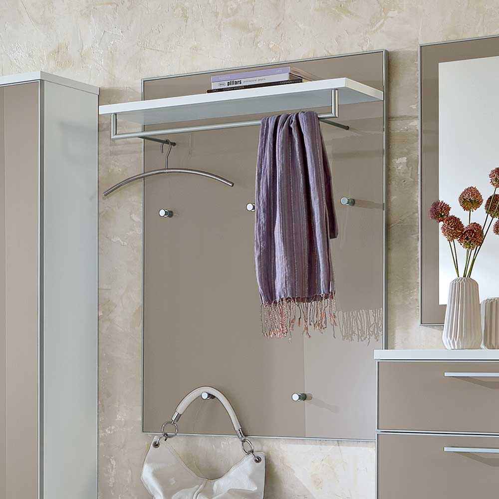 Flurgarderobe Srocca in Taupe Glas beschichtet