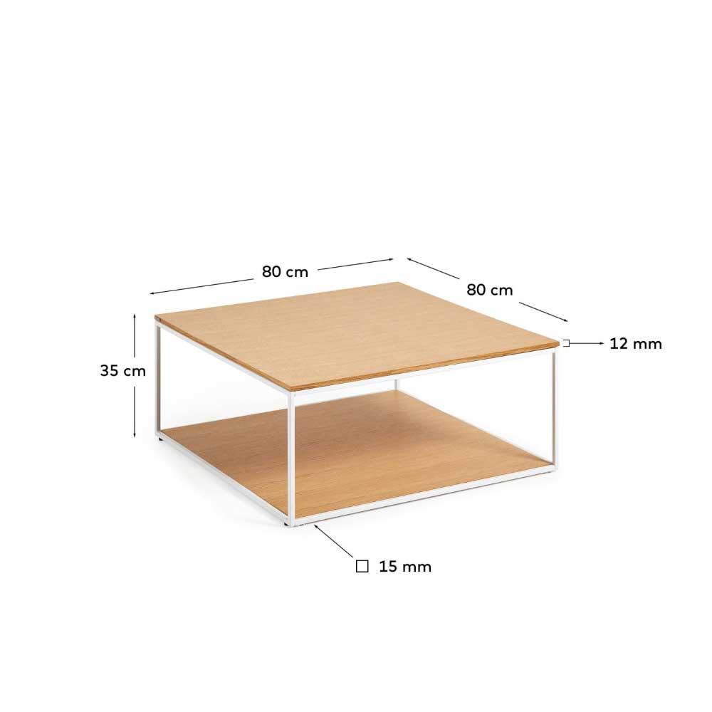 80x80 Couchtisch mit Bodenplatte in Eiche - Bosso