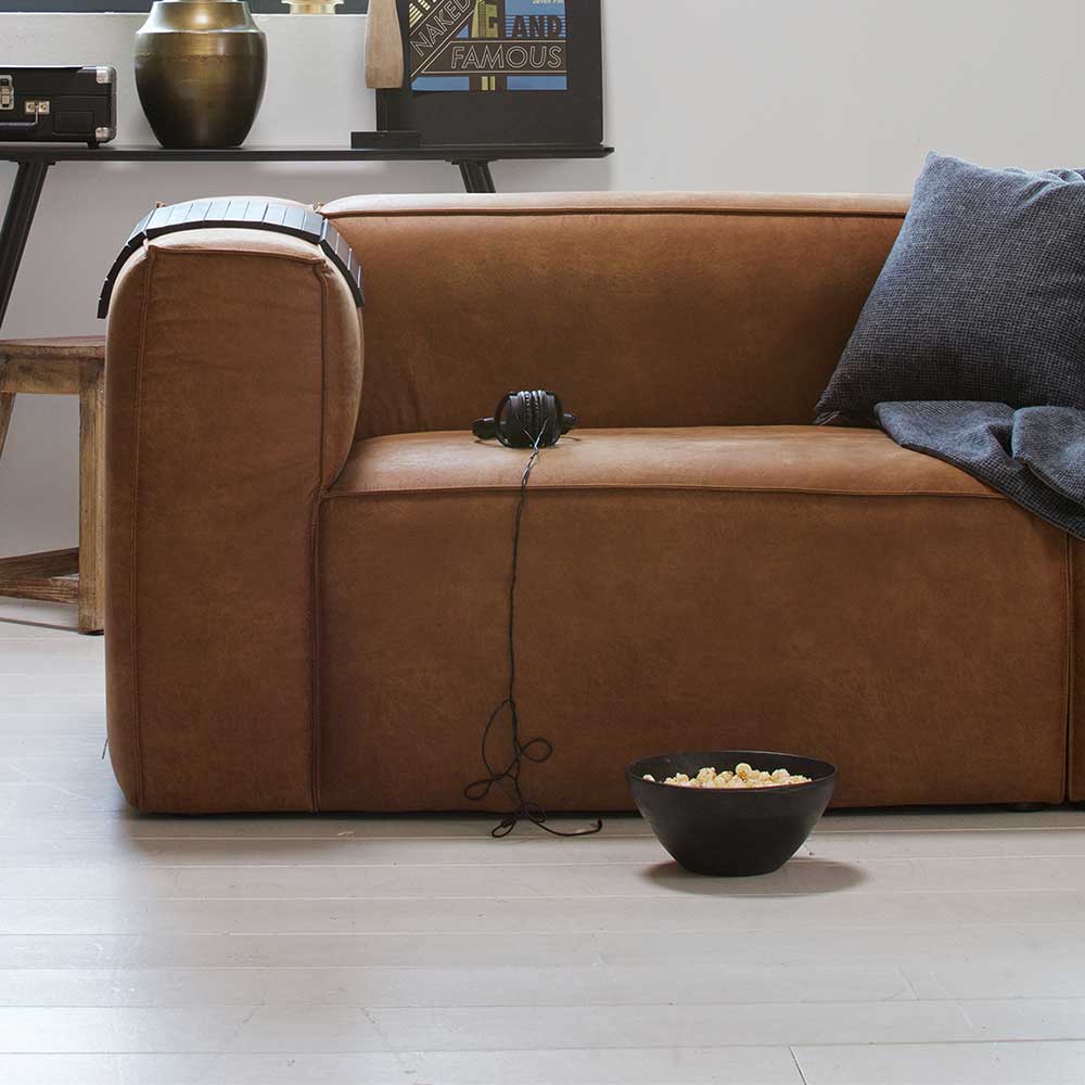 Recyclingleder 4-Sitzer Sofa in Cognac Braun - Miloris