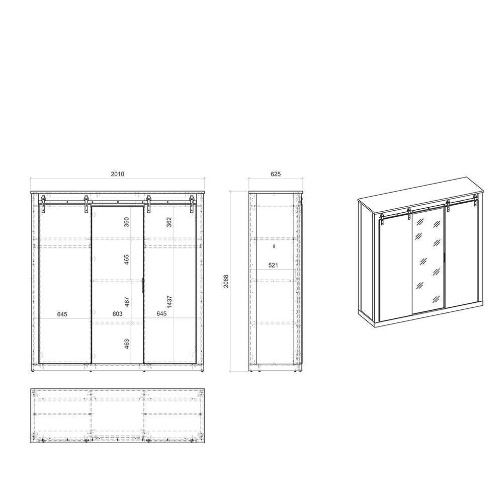 Möbelset Schlafzimmer mit Bett 180x200 - Tramos (fünfteilig)