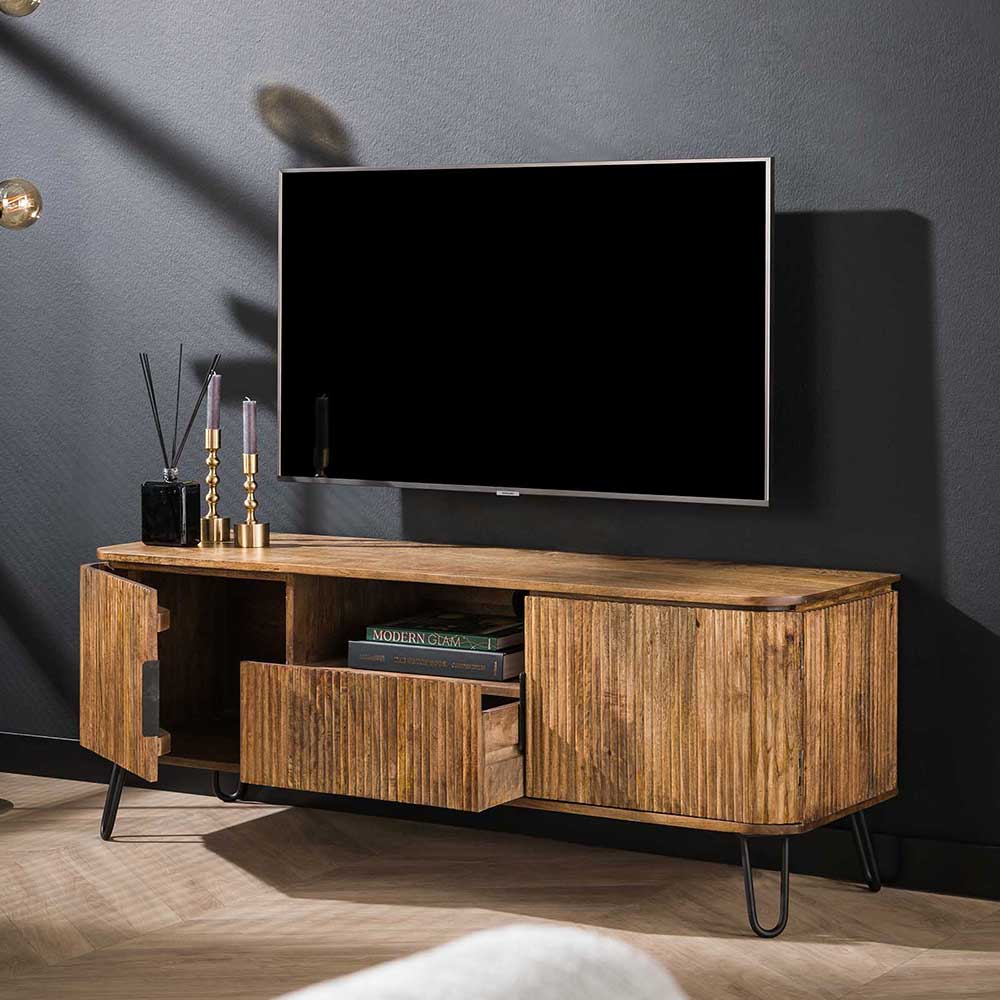 TV Design-Lowboard aus Mangobaum Massivholz - Noele