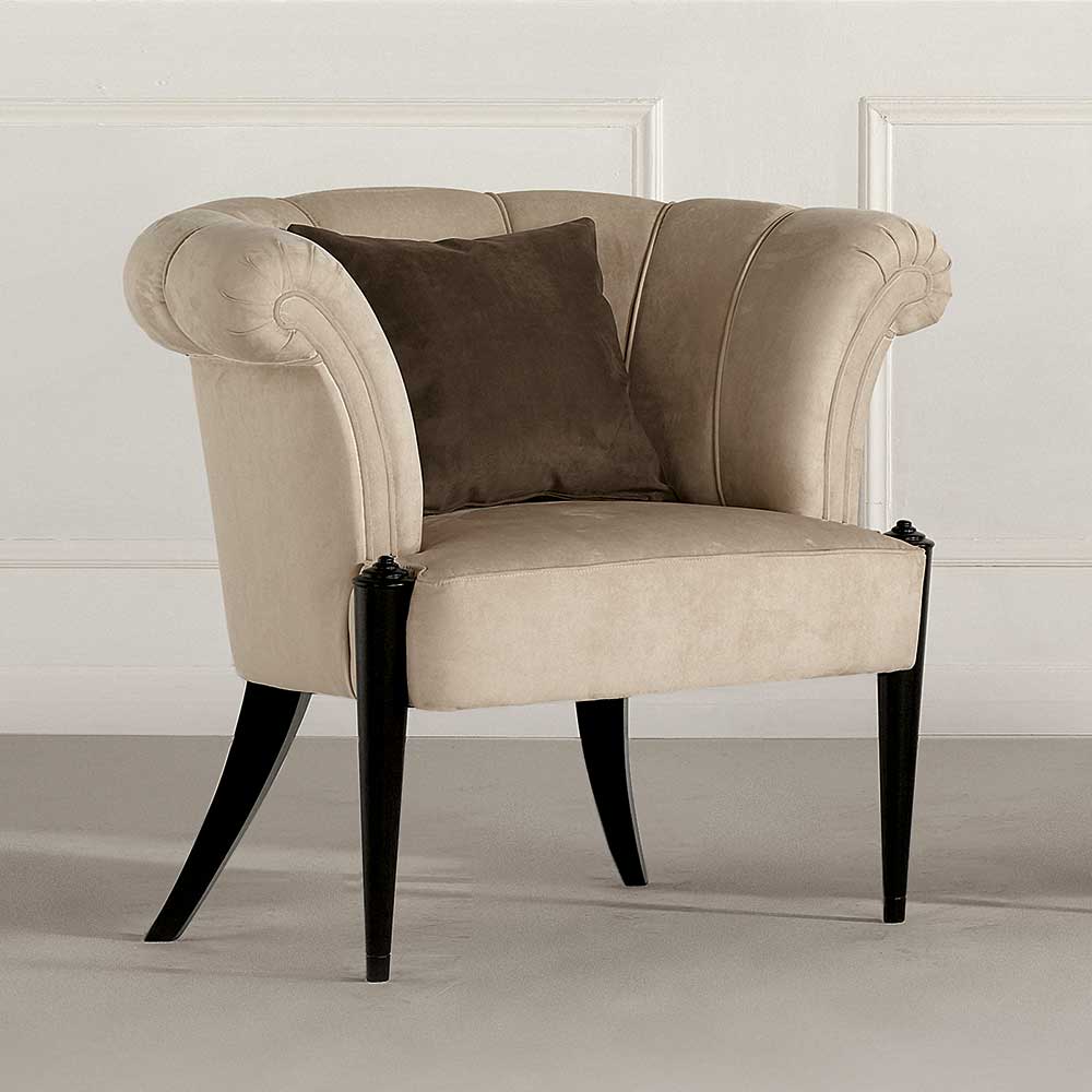 Eleganter Sessel in Beige Stoffbezug - Gatron