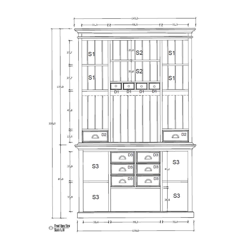 Funktioneller Buffetschrank in Weiß Venzeno Landhaus