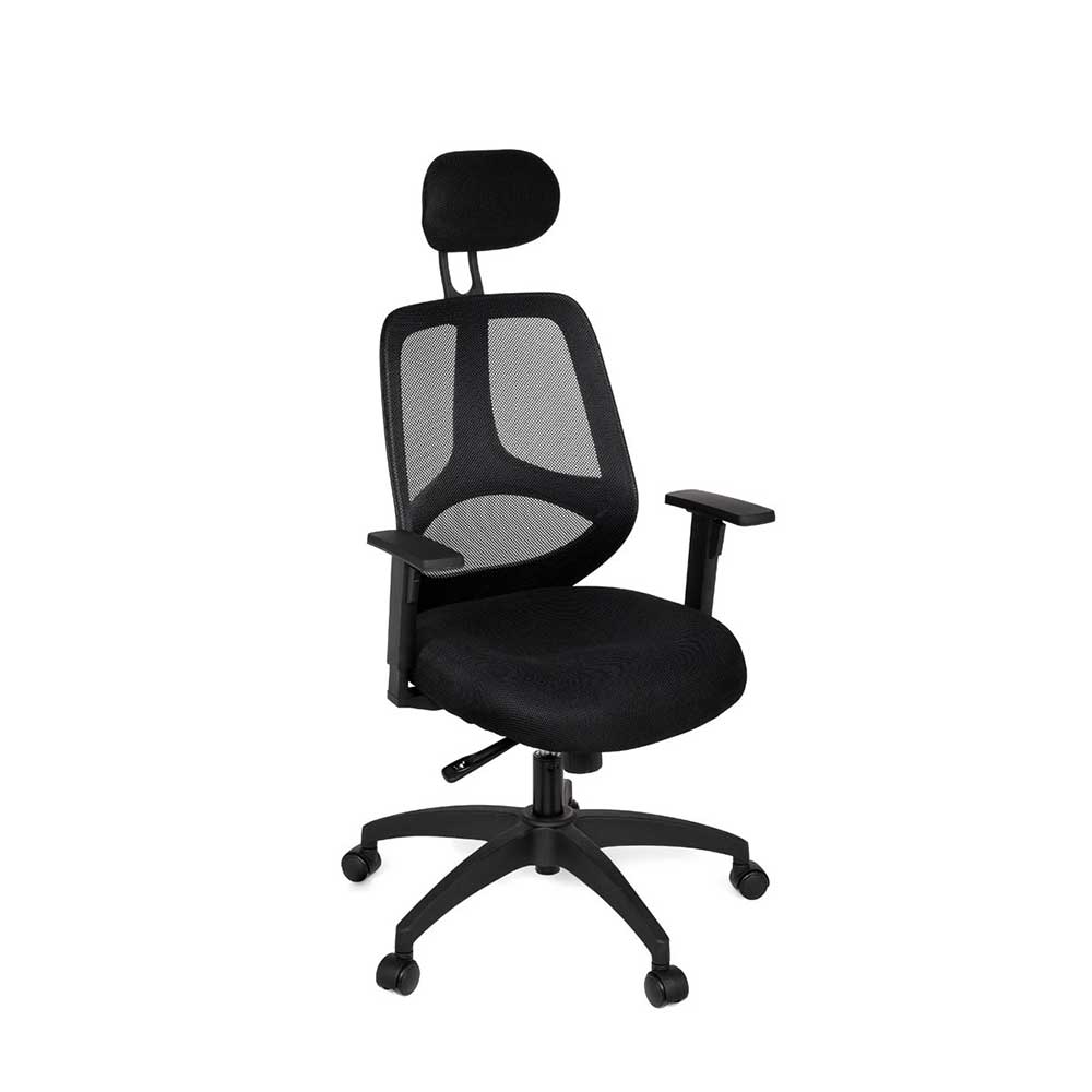 Ergonomischer Bürostuhl mit Kopfstütze in Schwarz - Mint