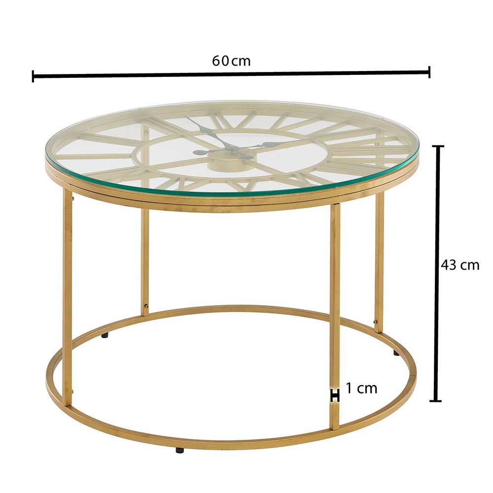 Glas Couchtisch im Uhr Design - Malitoya