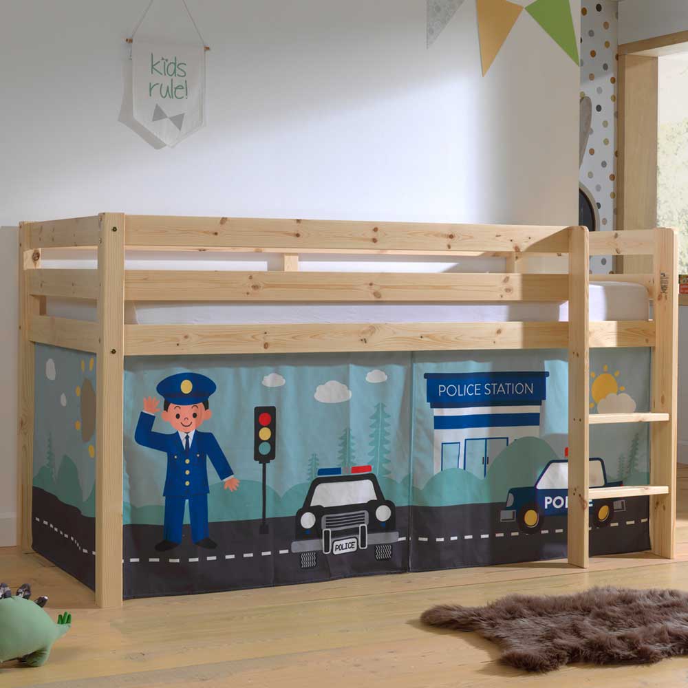 Kinderzimmer Polizei Hochbett aus Massivholz - Udines