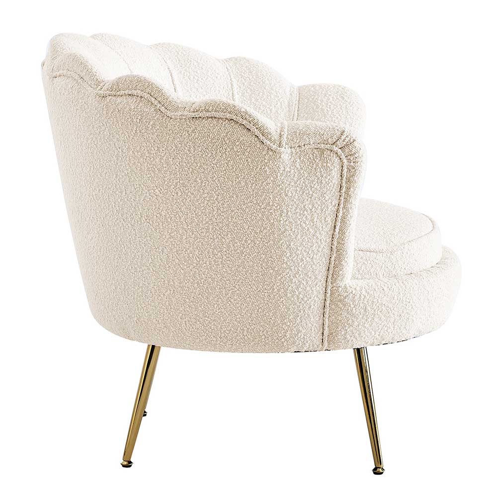 Muschel Designsessel in Creme Boucle - Ucera