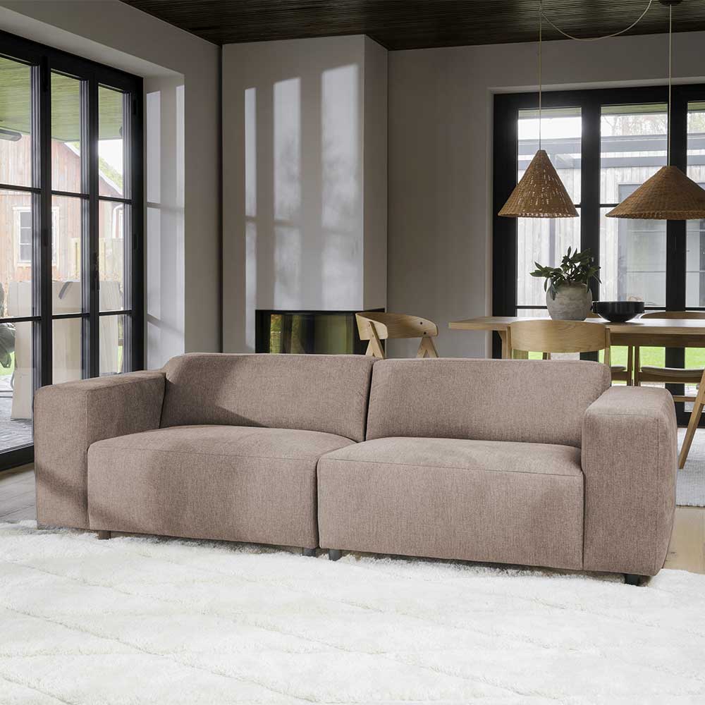 Dreier Sofa aus Webstoff in Beige - Adamantia