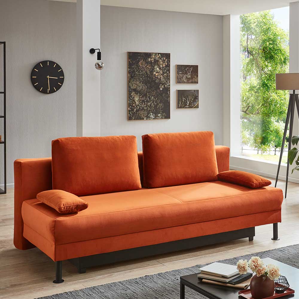 Federkern Klappsofa in Kupfer Velours - Sharkas