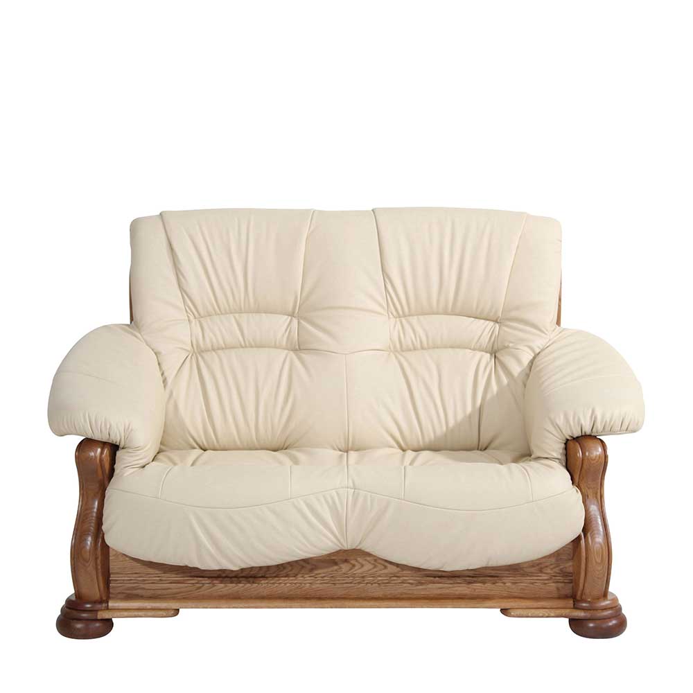 Zweisitzer Wohnzimmersofa in Beige Leder - Soloroma