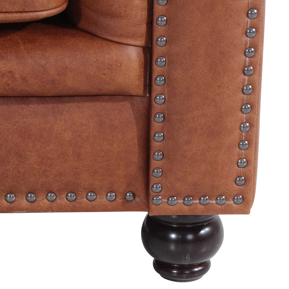 Leder Chesterfieldcouch in Cognac Braun - Ultima