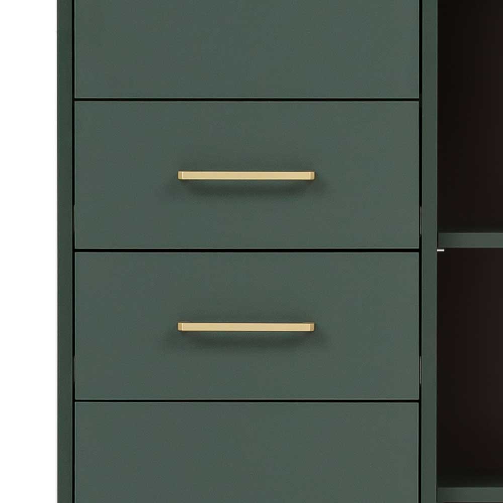 67x184x33 Bad Hochschrank in Dunkelgrün & Gold - Aqua