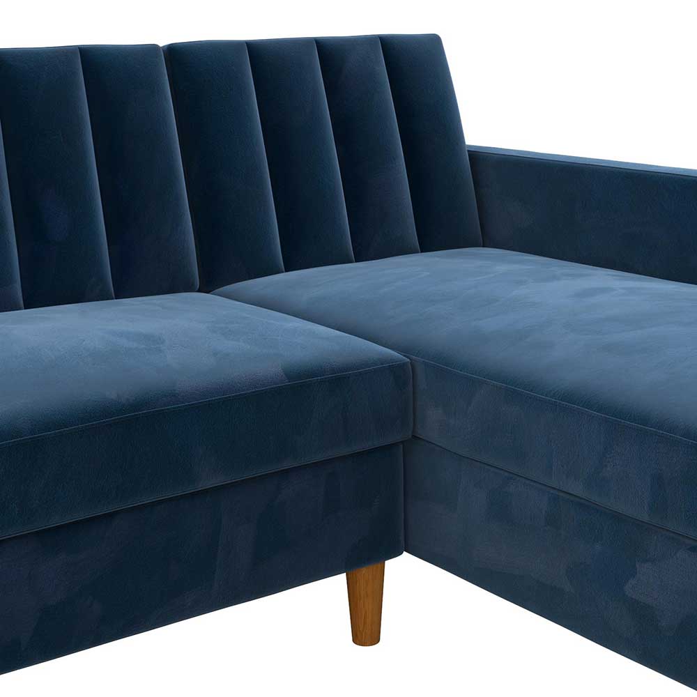 L-Schlafsofa in Blau Samt - Astomon