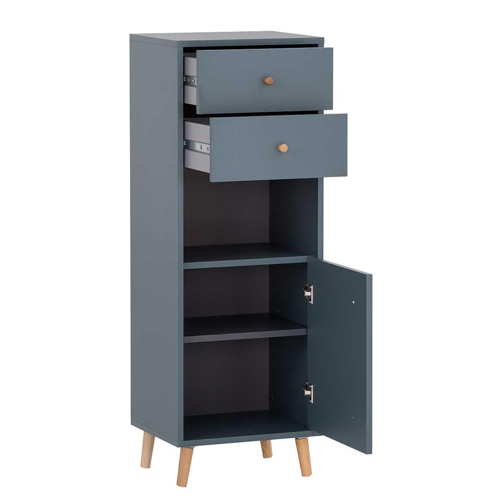 41x114x33 Badschrank in Petrol Blau in Eiche - Matrera