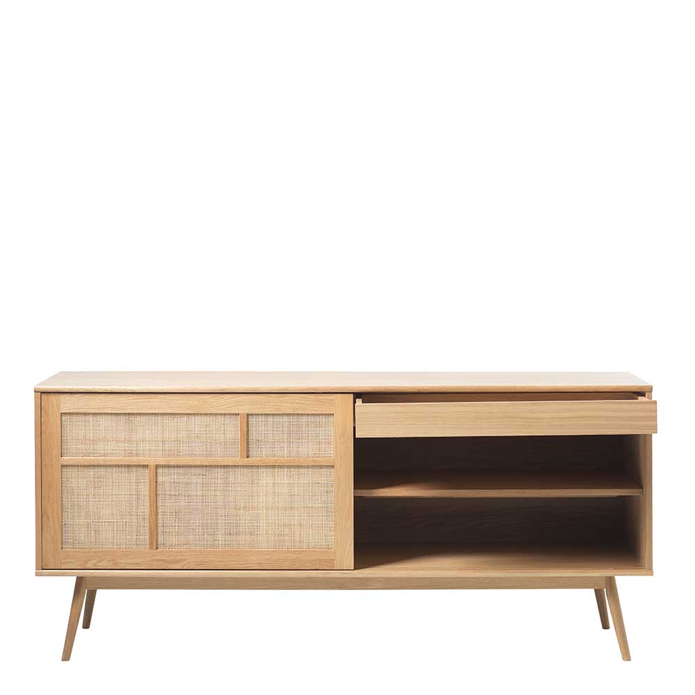 Sideboard mit Schiebetüren Rattan Geflecht Front - Saltenas