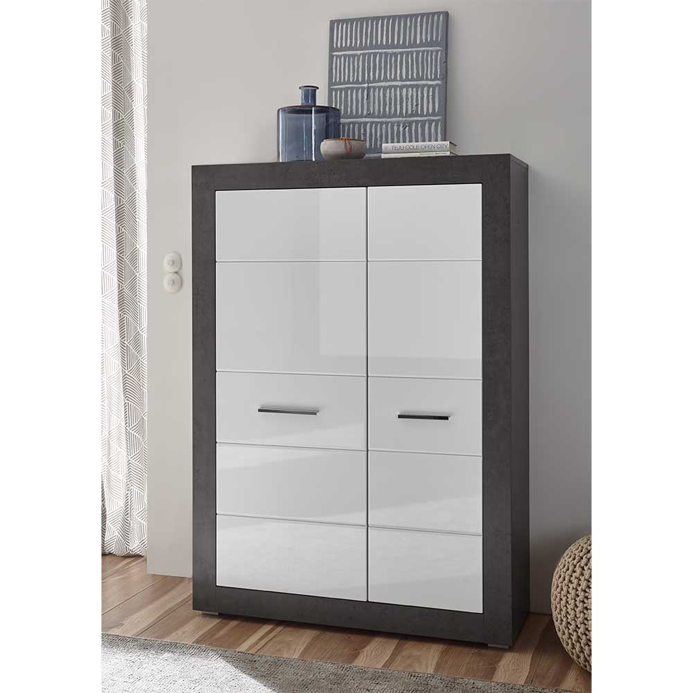 Modernes Hochglanz Highboard mit 2 Türen - Istensa I