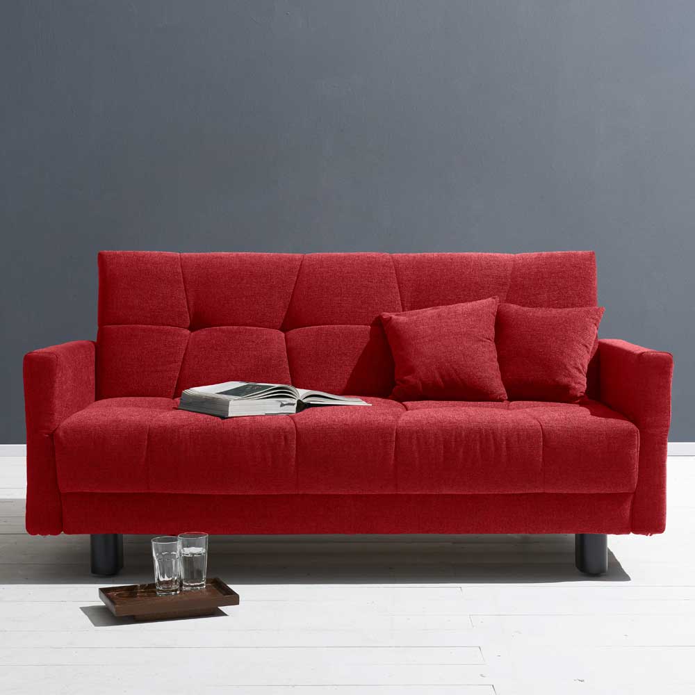 Rotes Schlafsofa mit Flachgewebe Bezug - Singuaro