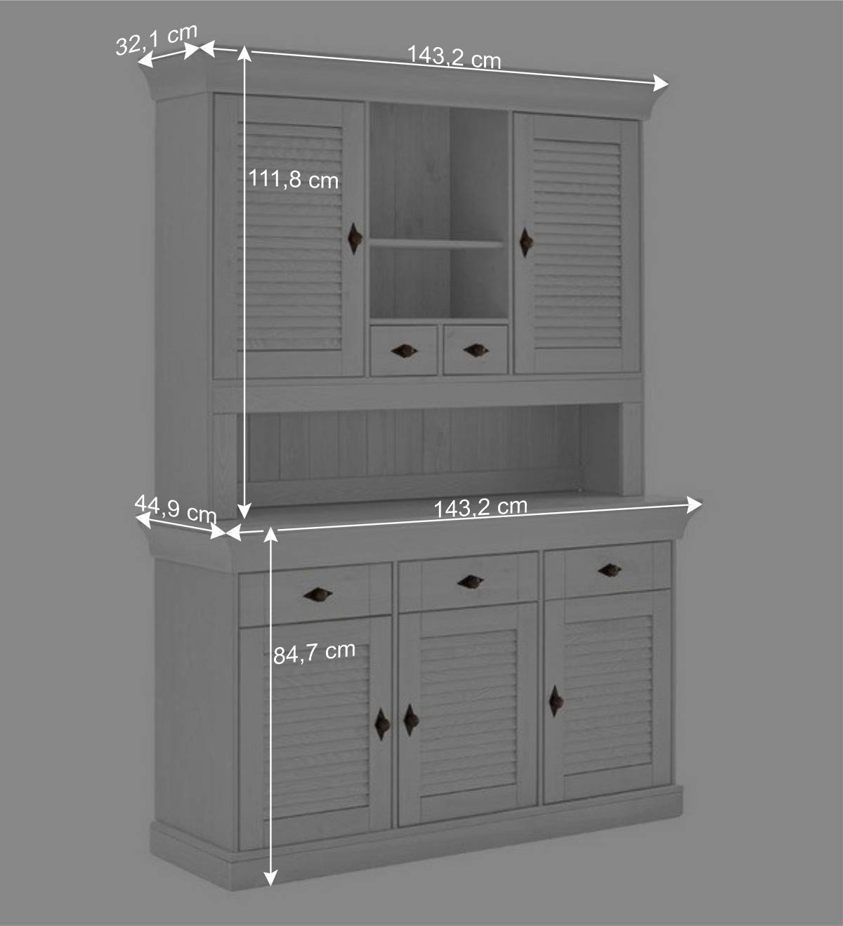 Weißer Buffetschrank im Landhaus Look - Mira