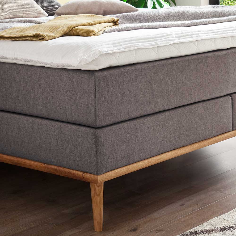 180x200cm Boxspring Stoffbett in Taupe - Olavio