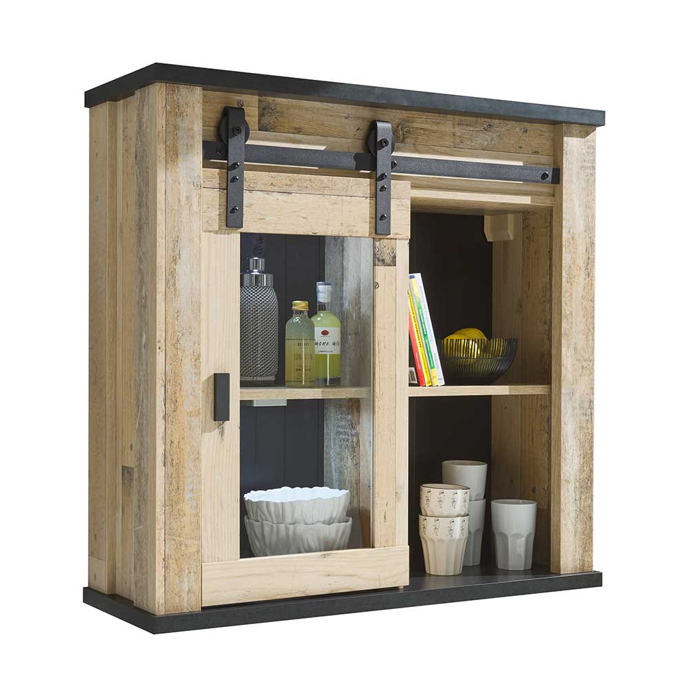 Country Style Oberschrank mit Glas Schiebetür - Garisa