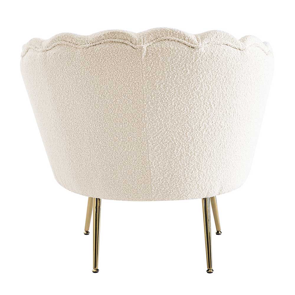 Muschel Designsessel in Creme Boucle - Ucera