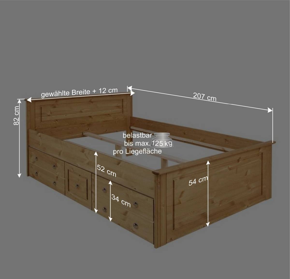 Holz Landhaus Doppelbett in Natur - Imressa