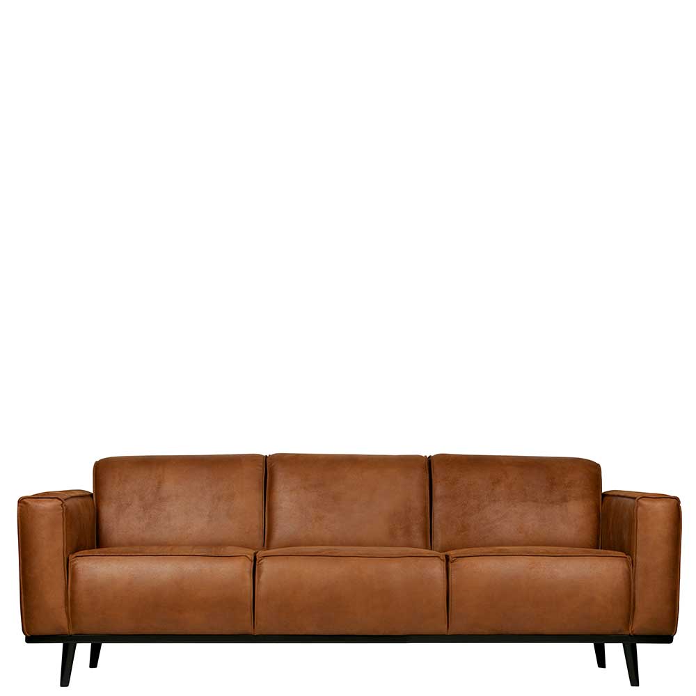 3er Leder Couch in Braun Cognac - Sunhide