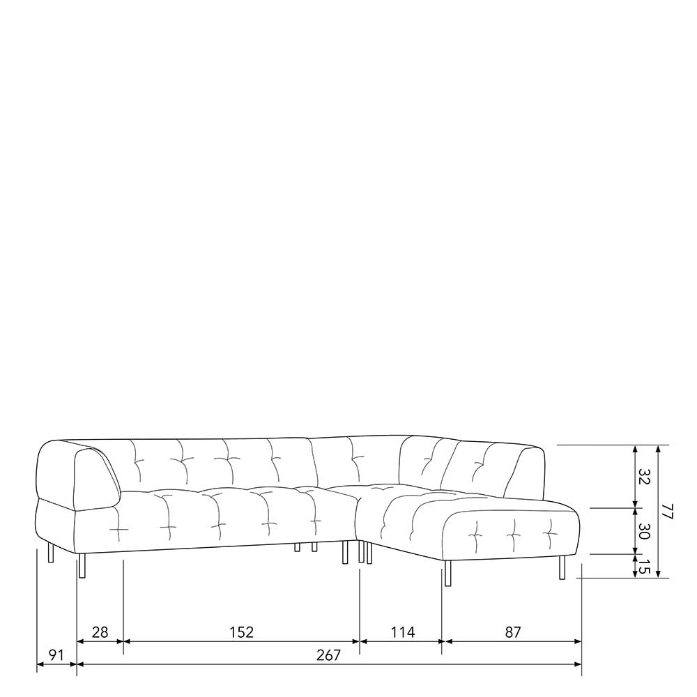 Samt L-Sofa in Dunkelgrau - Roccoss