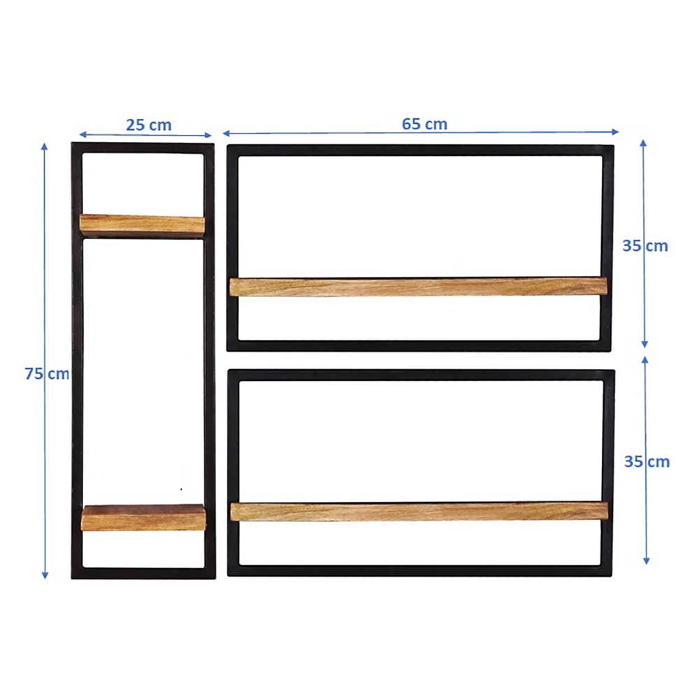 Wandboard Set im Industrial Look - Evradon (dreiteilig)