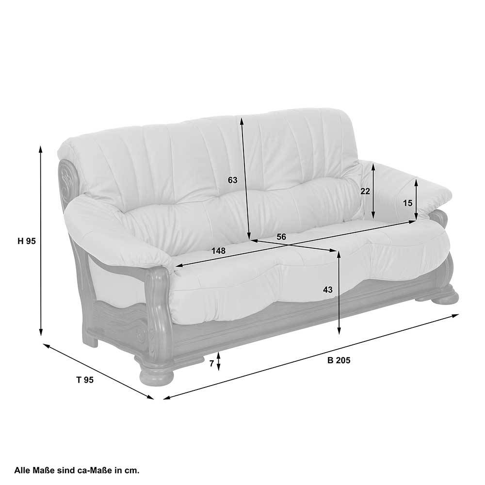 Leder Sofa in Dunkelgrün und Eiche Dunkel - Ayfina