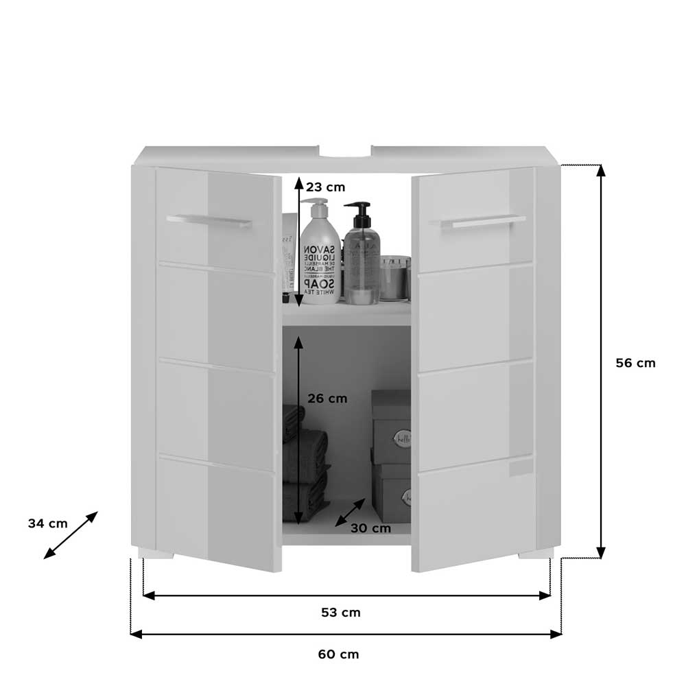 Hochglanz Waschbeckenschrank in Weiß - modern - Raidah