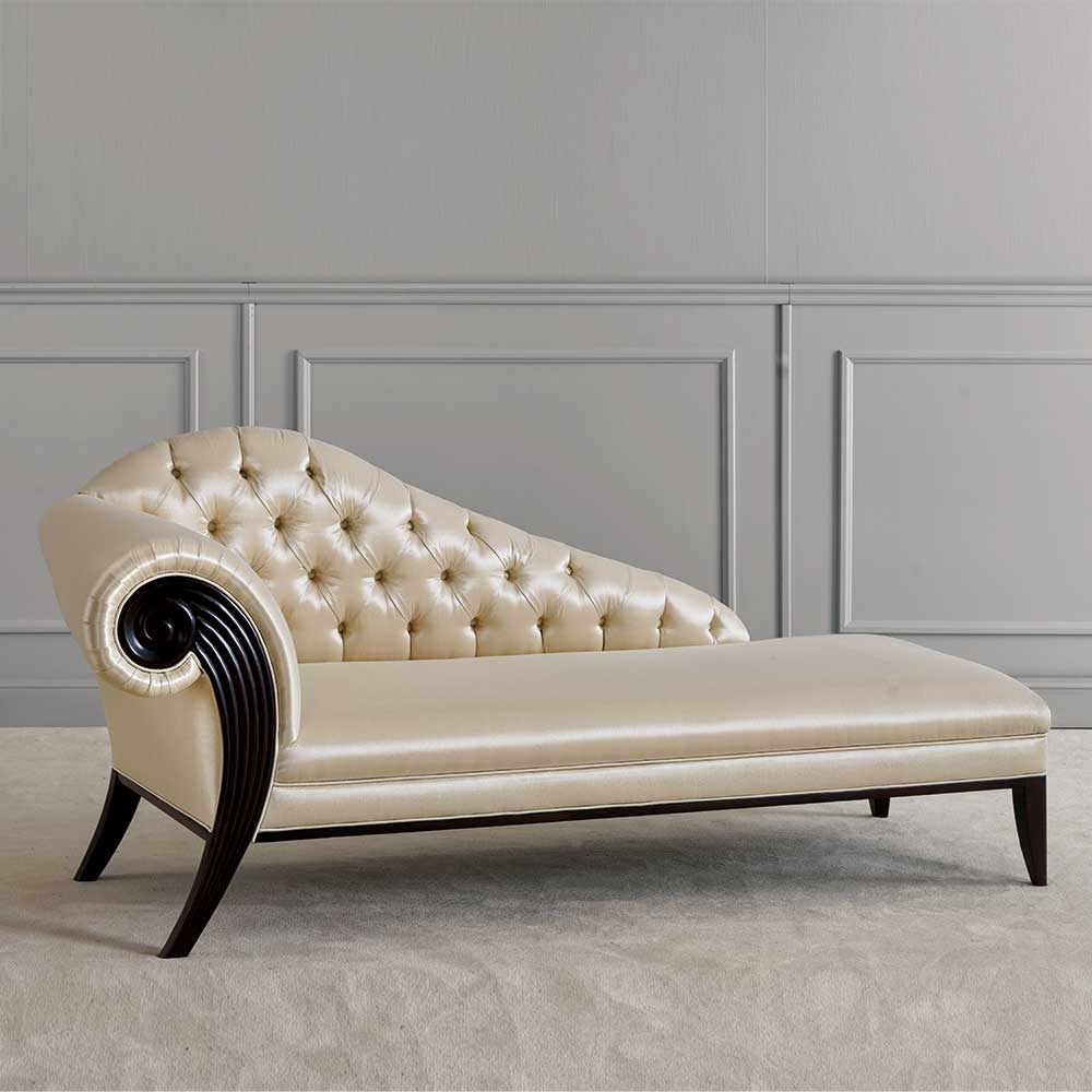 Modern Art Deco Recamiere in Creme und Schwarz - Ghaz