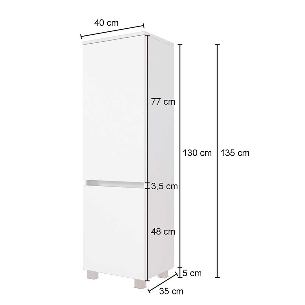 Bad Midischrank in Weiß Glas & Wildeiche - Vrendina