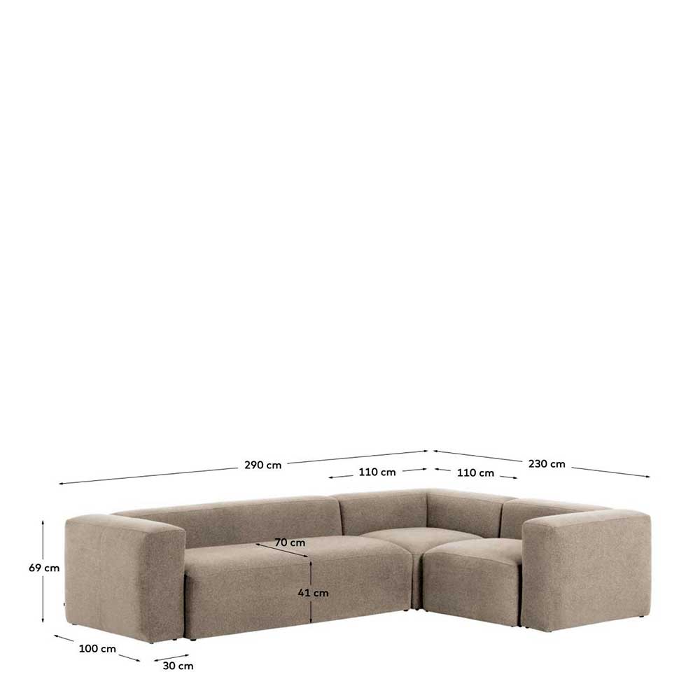 Ecksofa mit Armlehnen in Beige Chenille - Ursela