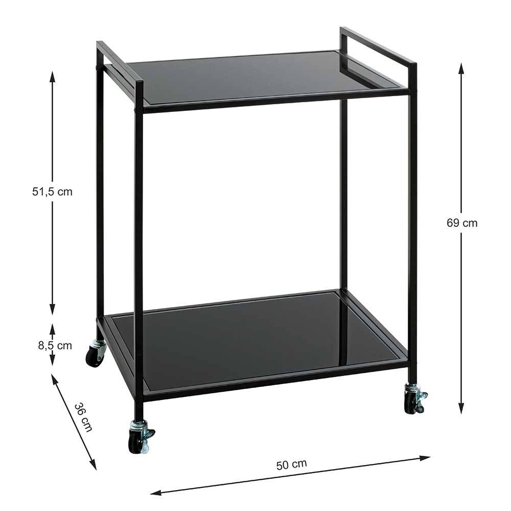 Rechteckiger Servierwagen aus Schwarzglas - Vanila
