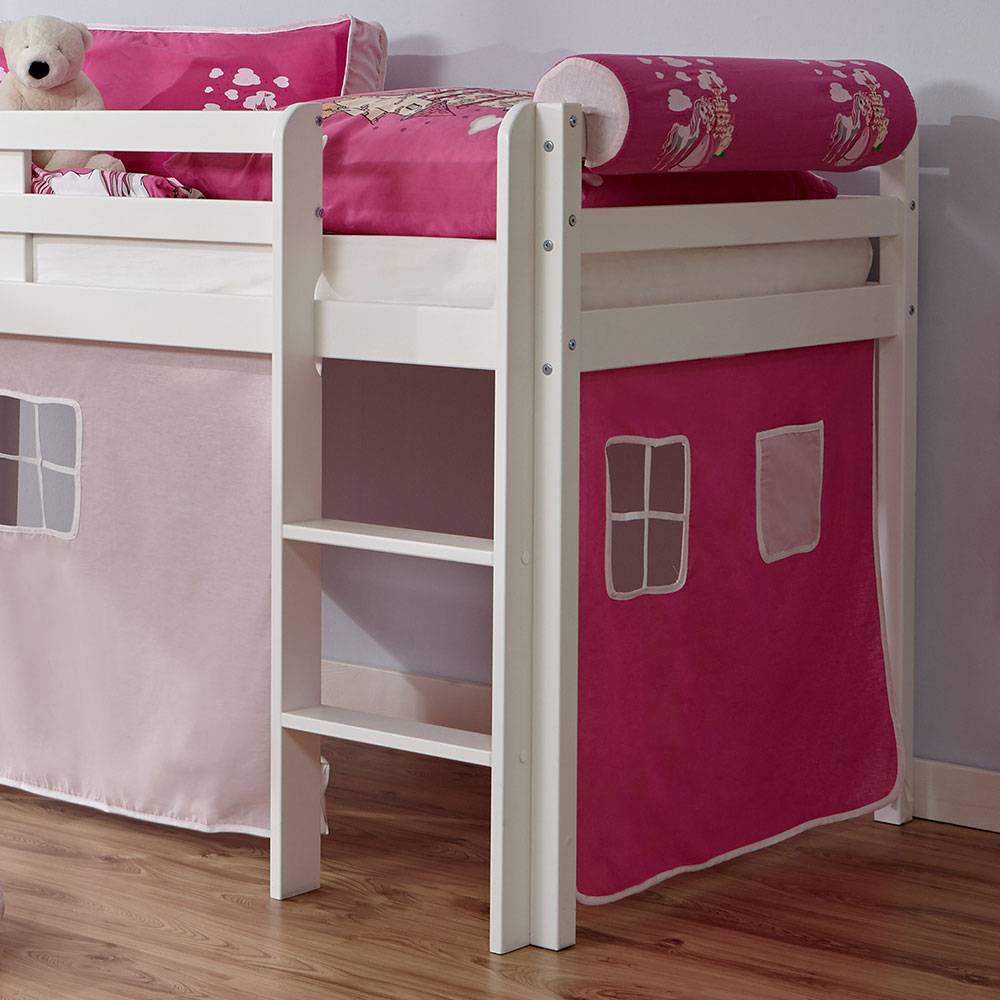 Kinderzimmer Prinzessin Hochbett aus weißem Holz - Hermanos