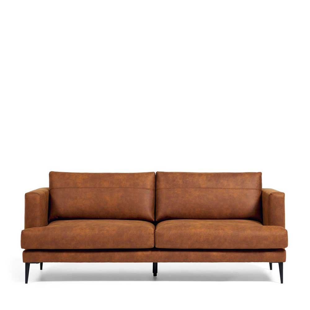 Microfaser Sofa in Cognac Braun - Monterry